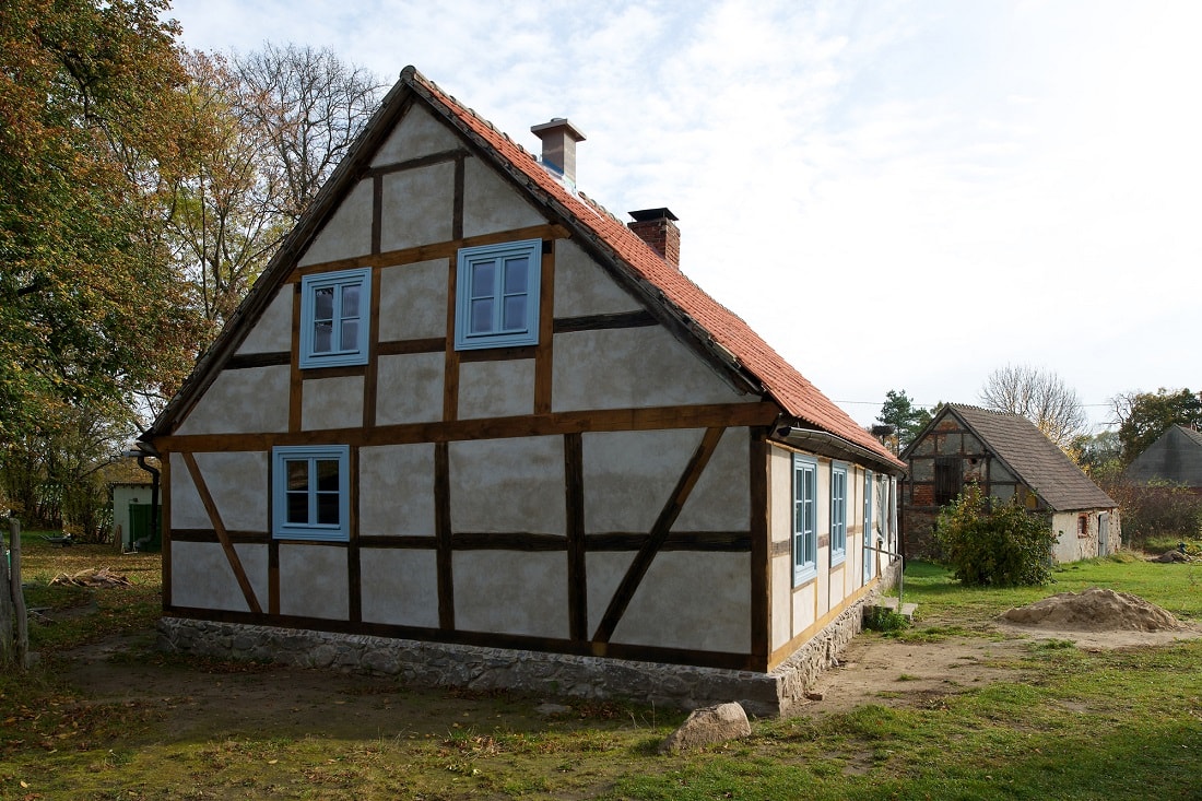 Gabriele Riesner, Architektin, Berlin, Restaurierung eines Fachwerkhauses, Friedenfelde/Uckermark, Außenansicht